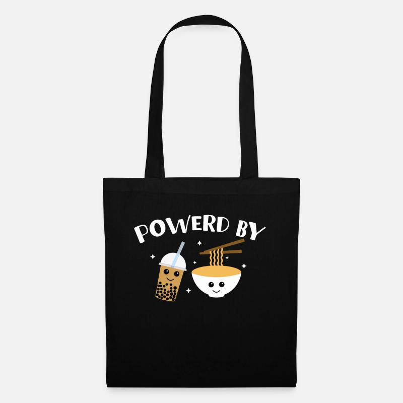 Powered By Boba Tea And Ramen - Stoffbeutel - Schwarz