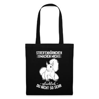 Streifenhörnchen machen mich glücklich - - Stoffbeutel - Schwarz - Vorne
