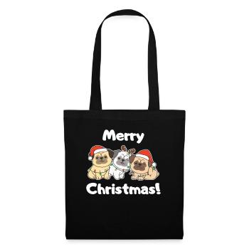 Carlin Noël Animaux mignons Chiens Joyeux Noël - Sac en tissu - noir - Devant