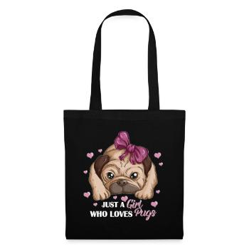 Just a Girl who loves Pugs Hunderasse Mops Herz - Stoffbeutel - Schwarz - Vorne