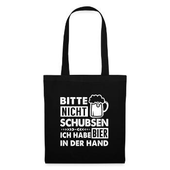 Bier Beer Alkohol Party Saufen JGA Fest - Stoffbeutel - Schwarz - Vorne
