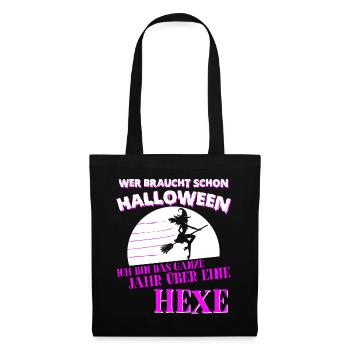 Halloween Hexe Hexerei Magie Zauber Magier Kostüm - Stoffbeutel - Schwarz - Vorne
