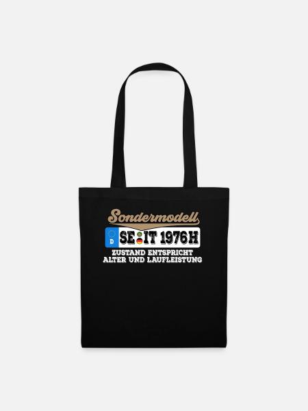 1976 Kennzeichen Geburtstag - Stoffbeutel - Schwarz