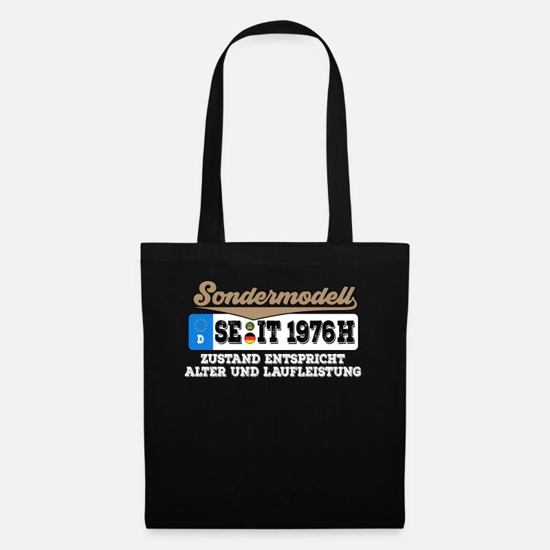 1976 Kennzeichen Geburtstag - Stoffbeutel - Schwarz
