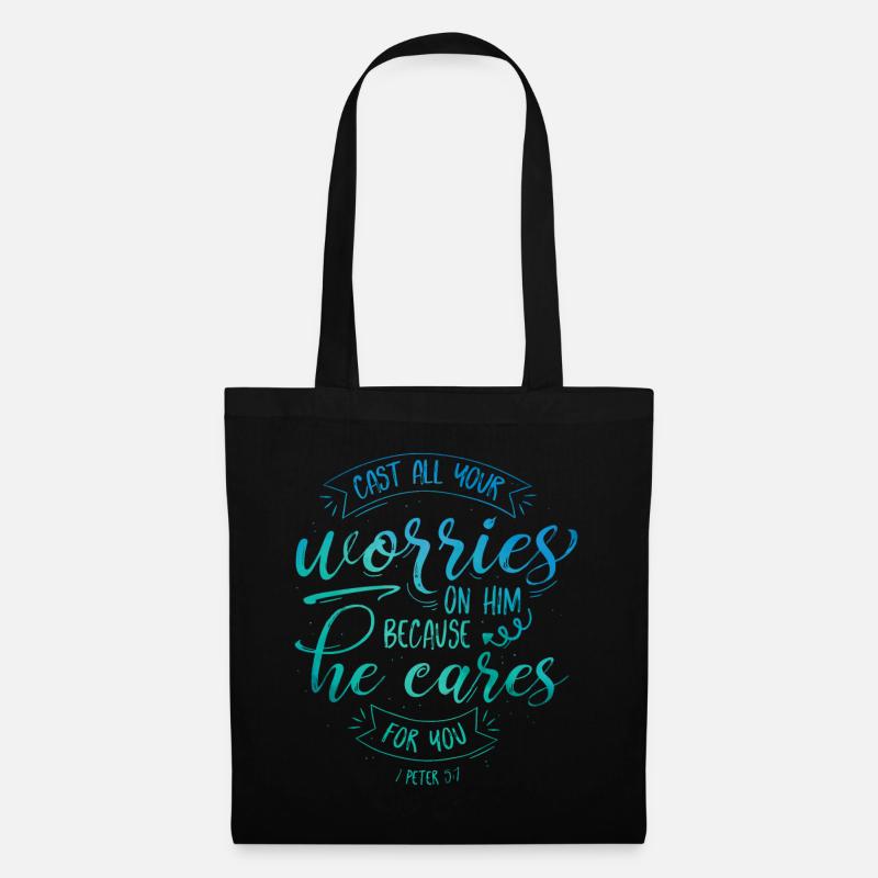Cast all your worries on him - Stoffbeutel - Schwarz