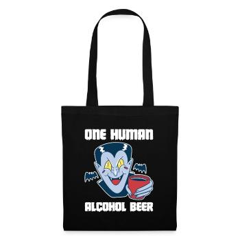 One Human Alcohol Beer Vampir Shirt - Stoffbeutel - Schwarz - Vorne