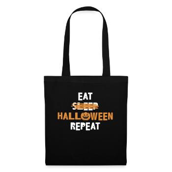 Eat Sleep Halloween Repeat Shirt Geschenk - Stoffbeutel - Schwarz - Vorne