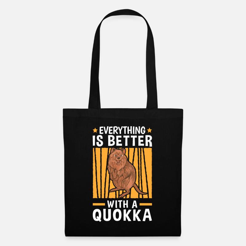 Alles ist besser mit Quokka Beuteltier - Stoffbeutel - Schwarz