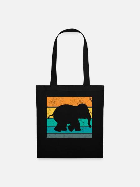 Retro Elefant - Stoffbeutel - Schwarz