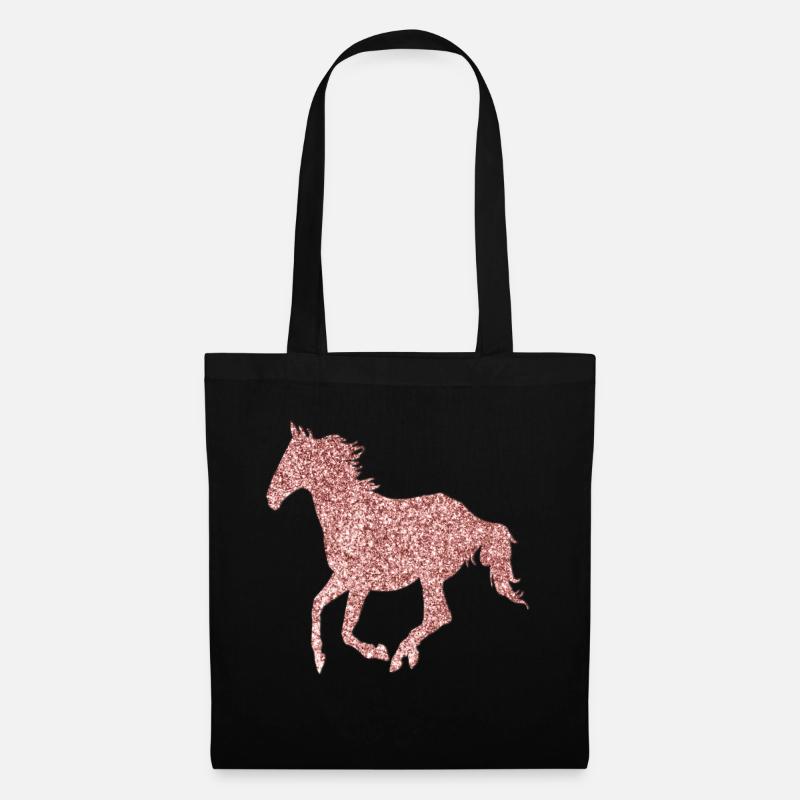 Glitzer Pferd - Islandpferd - Reiterin Geschenk - Stoffbeutel - Schwarz