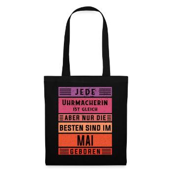 Feinmechaniker Geburtstag Mai geboren Uhrmacherin - Stoffbeutel - Schwarz - Vorne