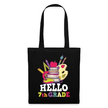 Hallo 7. Klasse Vibes Retro Groovy Frauen glücklich - Stoffbeutel - Schwarz - Vorne
