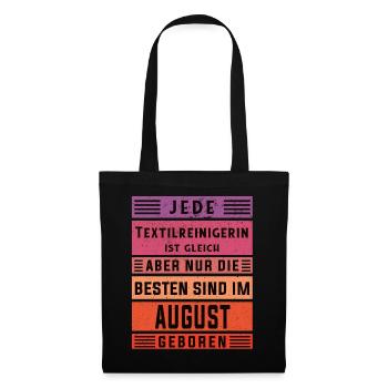 Wäscherei Geburtstag August geboren - Stoffbeutel - Schwarz - Vorne