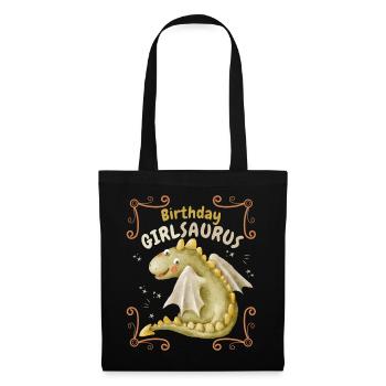 Birthday Girl, Girlsaurus avec dinosaure - Sac en tissu - noir - Devant