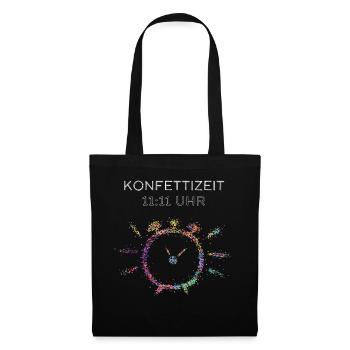 11.11 Kölner Karneval 5. Jahreszeit Konfettizeit - Stoffbeutel - Schwarz - Vorne