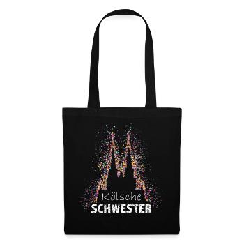 Kölsche Schwester Kölner Dom Konfetti Kostümersatz - Stoffbeutel - Schwarz - Vorne