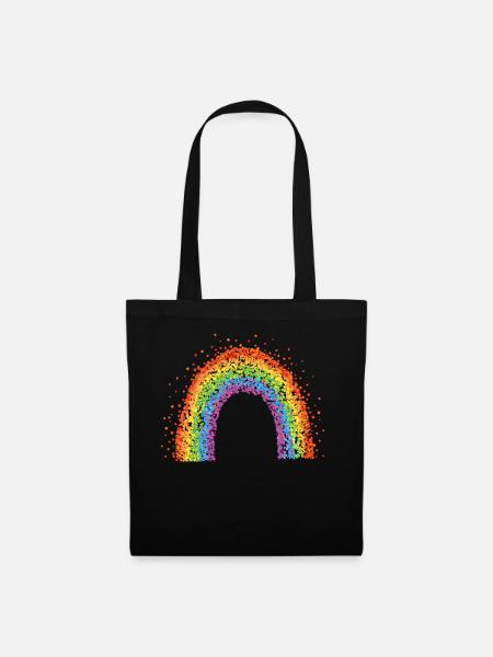 Regenbogen Regenbogenfahne Konfetti Karneval - Stoffbeutel - Schwarz