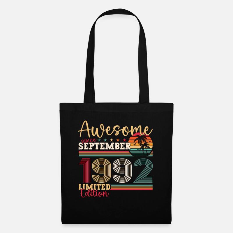 Awesome September 1992 30. Geburtstag Geschenk - Stoffbeutel - Schwarz