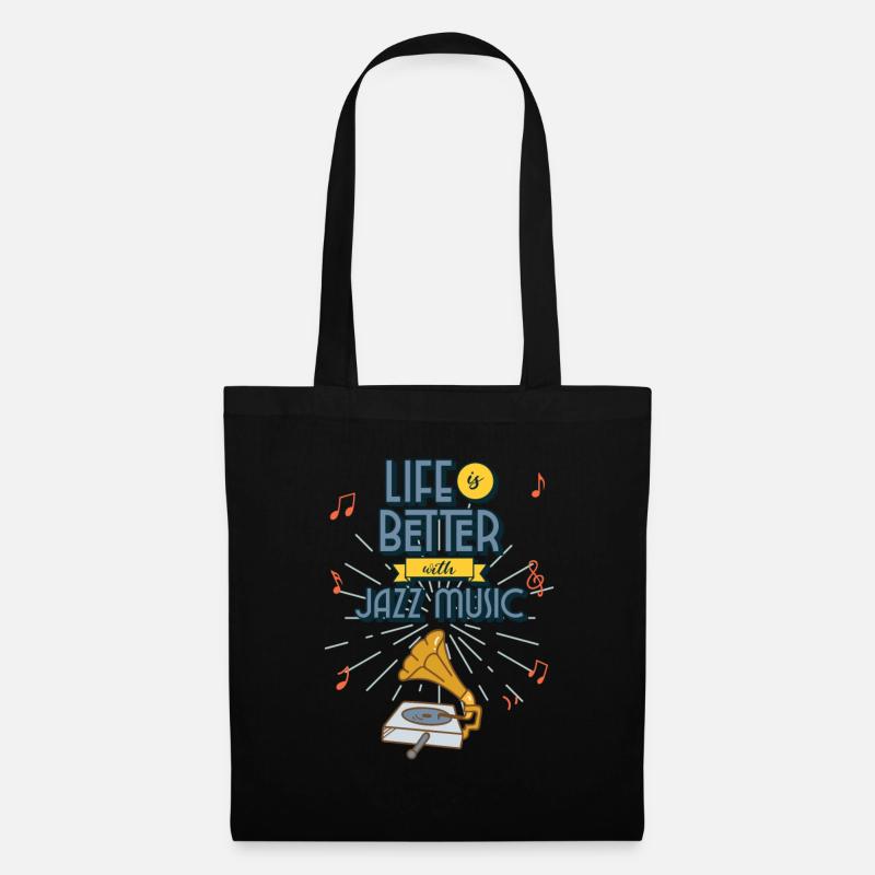 Life is better with jazz music - Stoffbeutel - Schwarz