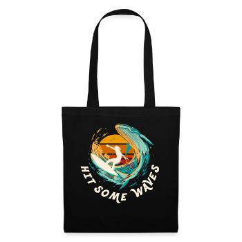 Schlagen Sie einige Wellen Retro Sunset Surfen Sur - Stoffbeutel - Schwarz - Vorne
