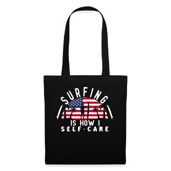 Surfen ist, wie ich selbst pflege American Flag Su - Stoffbeutel - Schwarz - Vorne