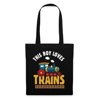 Ce garçon adore les locomotives de train! Cadeau enfant - Sac en tissu - noir - Devant