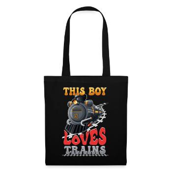 Ce garçon adore les locomotives de train! Cadeau enfant - Sac en tissu - noir - Devant