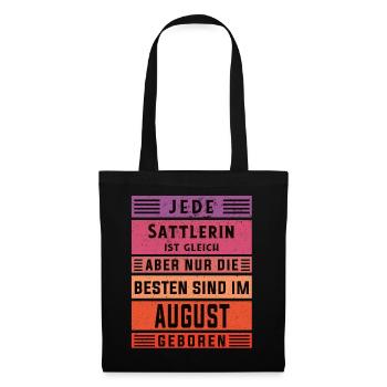 Polsterer Geburtstag August geboren Sattlerin - Stoffbeutel - Schwarz - Vorne