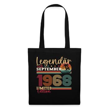 Legendär September 1968 54. Geburtstag Geschenk - Stoffbeutel - Schwarz - Vorne