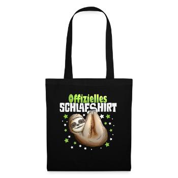 Faultier Schlafshirt Morgenmuffel Pyjama Nachthemd - Stoffbeutel - Schwarz - Vorne
