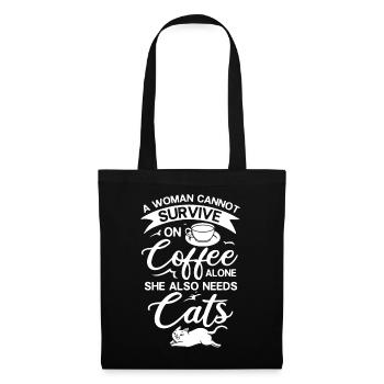 Cafetière Chat Machine Chaton Tasse Grains - Sac en tissu - noir - Devant