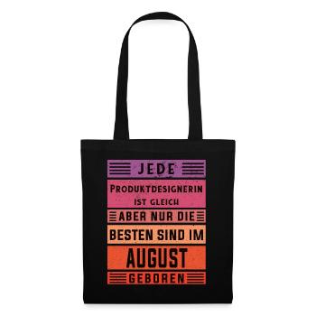 Technischer Geburtstag August geboren - Stoffbeutel - Schwarz - Vorne