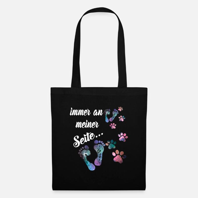 Immer an meiner Seite Hundepfoten - Hunde Sprüche - Stoffbeutel - Schwarz