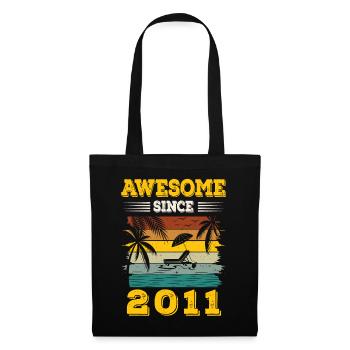 Awesome seit 2011 Vintage Geburtstagsgeschenk - Stoffbeutel - Schwarz - Vorne