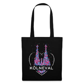 Kölner Dom Köln Karneval Kölnerin Fasching Närrin - Stoffbeutel - Schwarz - Vorne