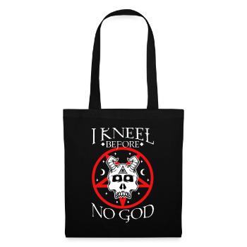 Je m’agenouille devant aucun Dieu, saten chèvre - Sac en tissu - noir - Devant