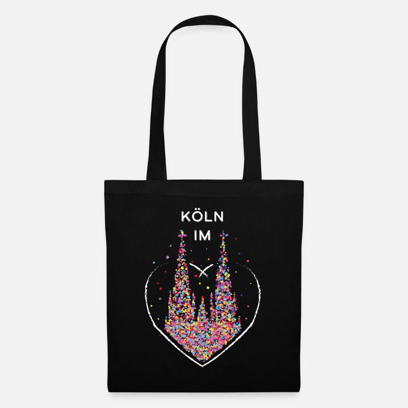 Köln im Herz Kölner Dom Karneval Karnevalfan - Stoffbeutel - Schwarz