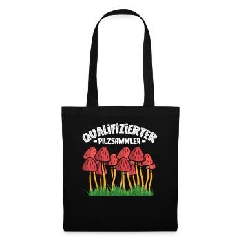 Pilzsammler Pilz Sucher - Stoffbeutel - Schwarz - Vorne