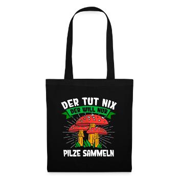Pilzsammler Pilz Sucher - Stoffbeutel - Schwarz - Vorne