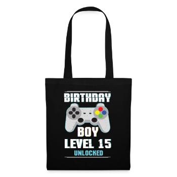 Gamer Boy Video Game Lover Age 15 Level Unlocked - Stoffbeutel - Schwarz - Vorne