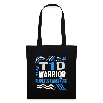 Diabetes Awareness Shirt, T1D Warrior Tee, Typ - Stoffbeutel - Schwarz - Vorne