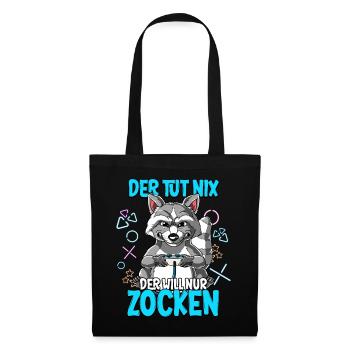 Zocken Gaming Der Tut Nix Der Will Nur Zocken - Stoffbeutel - Schwarz - Vorne