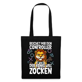 Videospiel Gaming Löwe Zocken - Stoffbeutel - Schwarz - Vorne