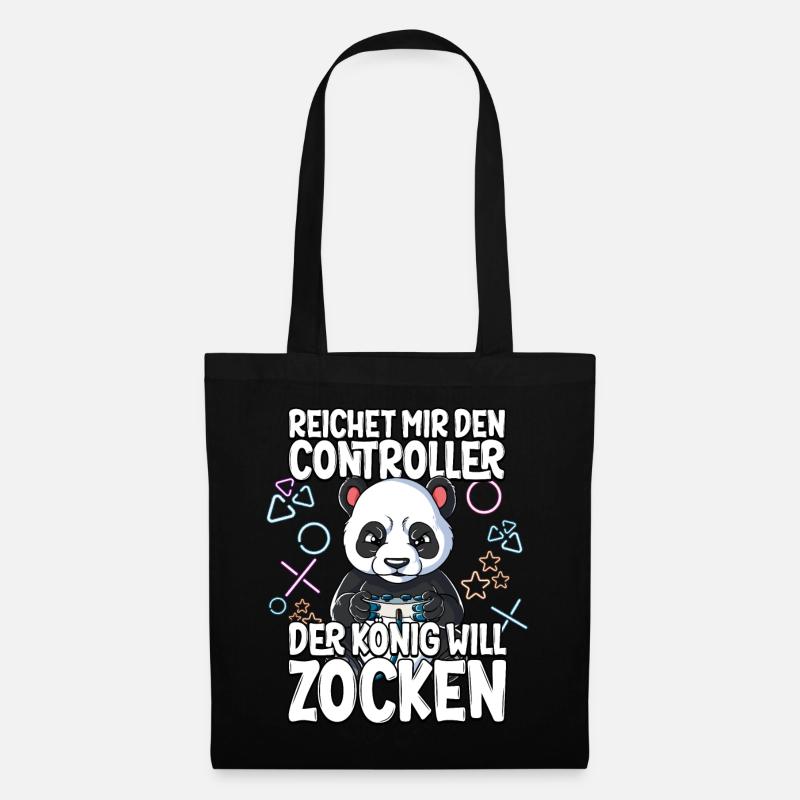 Videospiel Gaming Panda Zocken - Stoffbeutel - Schwarz