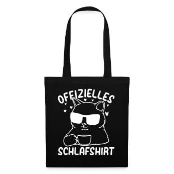 Katzen Schlafshirt Süße Katze I Offizielles Schlaf - Stoffbeutel - Schwarz - Vorne