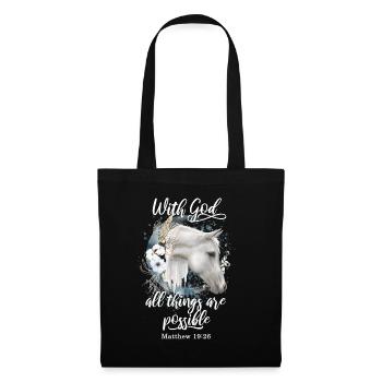 Citation chrétienne Cheval Motif Chevaux Cadeau - Sac en tissu - noir - Devant