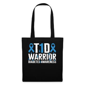 Diabetes Awareness Shirt, T1D Warrior Ribbon T-Shirt, - Stoffbeutel - Schwarz - Vorne