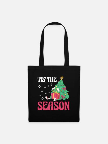 Tis The Season Shirt Geschenk Weihnachtsbaum - Stoffbeutel - Schwarz