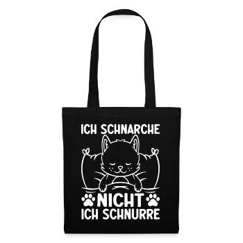 Ich schnarche nicht, Ich schnurre I Lustige Katze - Stoffbeutel - Schwarz - Vorne