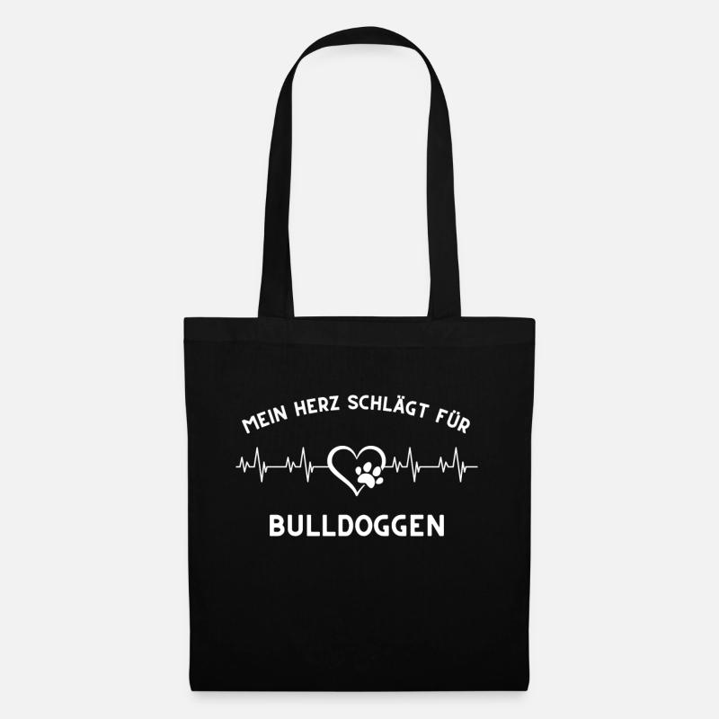 Herz schlägt bulldogge Geschenk Idee hunde spruch - Stoffbeutel - Schwarz